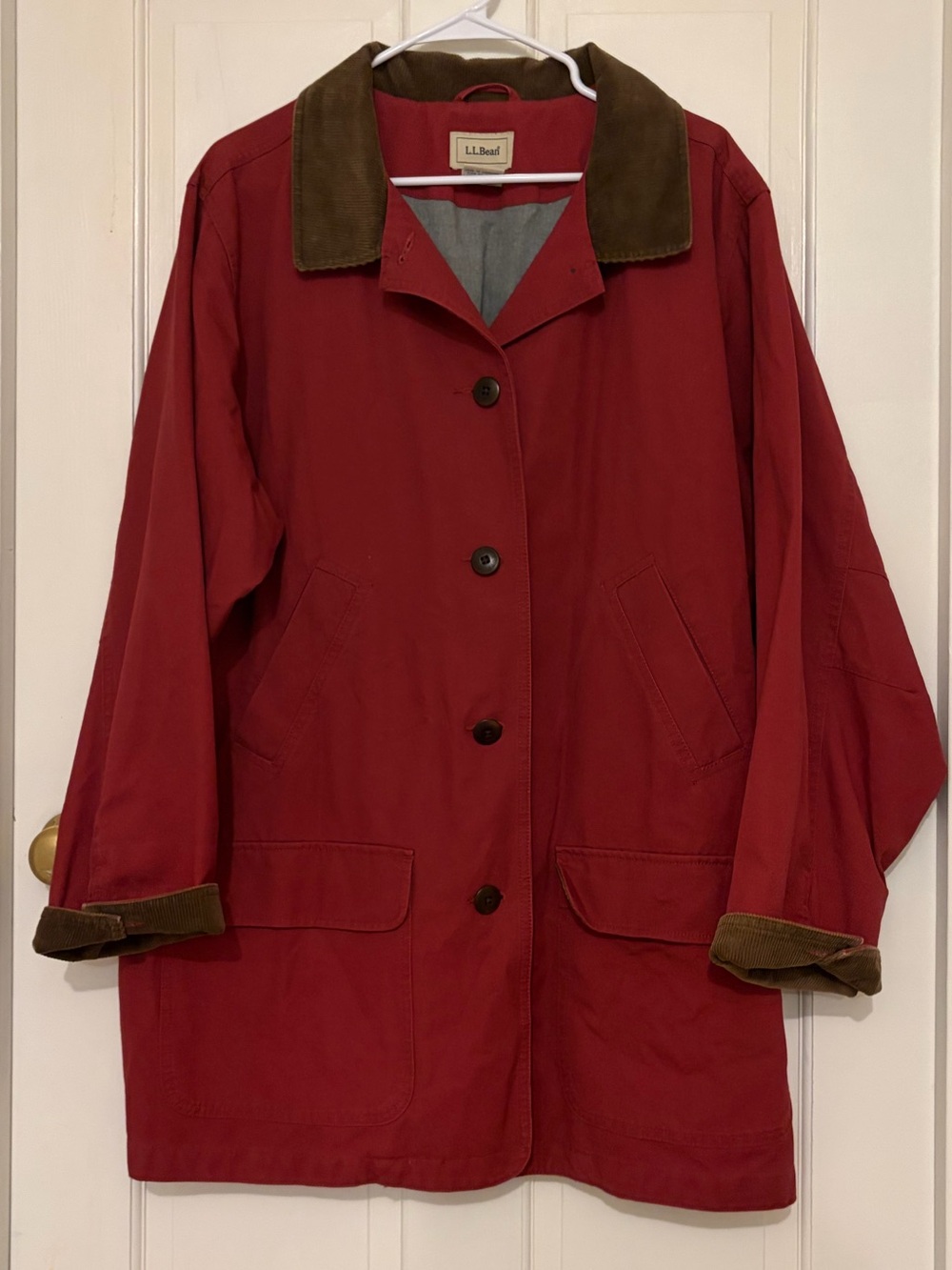 Vintage LL Bean 2X Adirondack Barn Chore Jacket Burgundy Flannel Lined Like New
